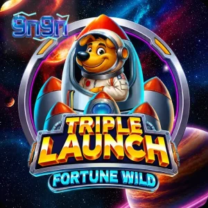 Tampilan antarmuka permainan slot Triple Launch Fortune Wild dengan roket progresif