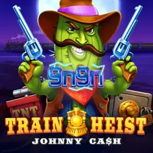 Tampilan grid 7x7 pada slot Train Heist Johnny Cash dengan tema Wild West